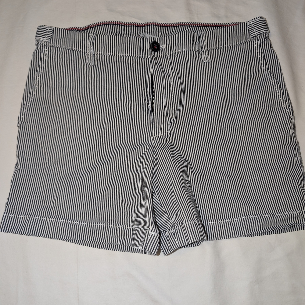 Tommy Hilfiger Navy and White Striped Women's Shorts